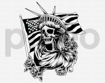 Liberty Skull SVG: Patriotic Statue of Liberty, New York (Digital Download)