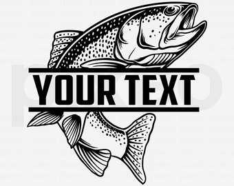 Trout Fishing Monogram Svg, Fishing Svg, Trout Name Fish Svg  