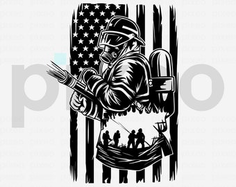 US Firefighter SVG: American Flag Clipart (Digital Download)