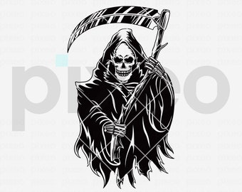 Grim Reaper SVG, Halloween Silhouette Clipart (Digital Files)