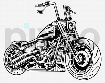 American Biker Motorcycle SVG Clipart: Chopper Cut File (Digital Download)