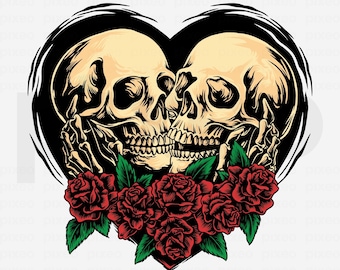 Gothic Skull Lovers SVG: Skeleton Couple Clipart (Digital Download)
