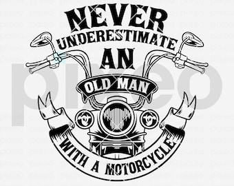 Old Man Motorcycle SVG: Biker Clipart, Cut File (Digital Download)