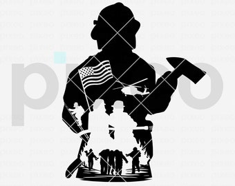 US Firefighter SVG: American Flag Clipart (Digital Download)