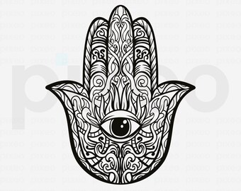Hamsa Hand SVG Bundle: Mandala Boho Evil Eye Clipart (Digital Download)