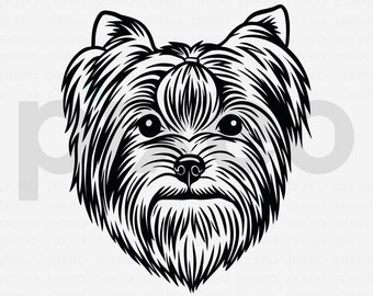 Yorkshire Terrier Face SVG: Yorkie Clipart, Cricut Cut File
