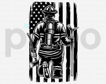 US Firefighter SVG: American Flag Clipart, Fireman Dad Design (Digital Download)