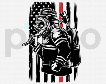 US Firefighter SVG: American Flag Clipart (Digital Download)