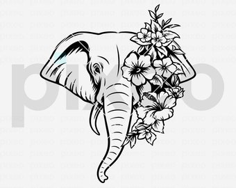 Floral Elephant SVG: Mandala Clipart, Cricut Cut File (Digital Download)