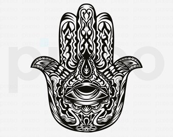Hamsa Hand SVG Bundle: Mandala Boho Evil Eye Clipart (Digital Download)