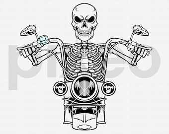 Biker Skull SVG: Motorcycle Rider Clipart, Cut File
