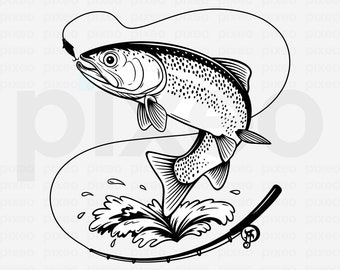 Trout Fishing Svg, Trout Fish Svg, Trout Svg, Trout Fish Clipart, Trout Fish Cricut,  Fishing Svg, Trout Fish Vector, Trout Fishing Cut File