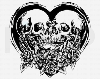 Skull Lovers SVG: Gothic Skeleton Couple Clipart (Digital Download)