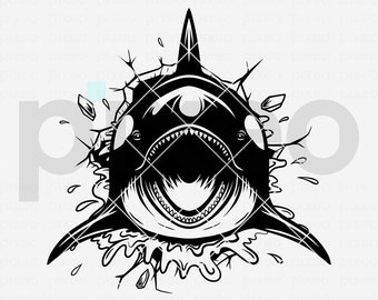 Orca In The Ocean Svg, Orca Svg, Orca Name Svg, Orca Clipart, Orca Jaws Svg, Killer Whale Svg, Orca Shirt, Orca Cricut, Orca Vector Png Dxf