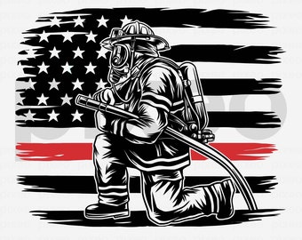 American Firefighter SVG: US Flag Clipart, Fireman Dad Design (Digital Download)