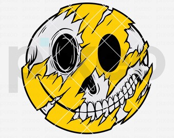 Skull Smiley Face SVG: Drippy Emoji Clipart (Digital Download)