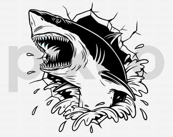 Great White Shark SVG, Jaws Clipart, Ocean Cricut Cut File (Digital Download)
