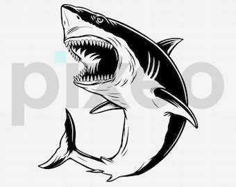White Shark SVG, Jaws Clipart, Ocean Predator (Digital Download)