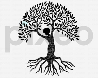 Woman Tree SVG: Bohemian Empowerment Art (Digital Download)