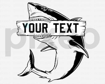 White Shark SVG, Personalized Ocean Clipart (Digital Download)