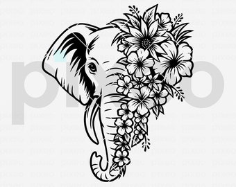 Floral Elephant SVG: Mandala Clipart, Cricut Cut File (Digital Download)