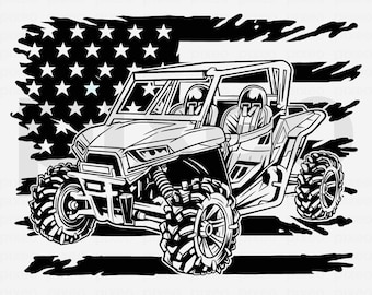 US Flag ATV SVG: Offroad 4 Wheeler Clipart (Digital Download)