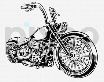 Chopper Motorcycle SVG: Biker Clipart, Cricut Cut File (Digital Download)