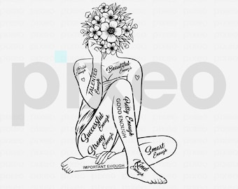 Strong Woman SVG: Empowered Women Floral Art (Digital Files)