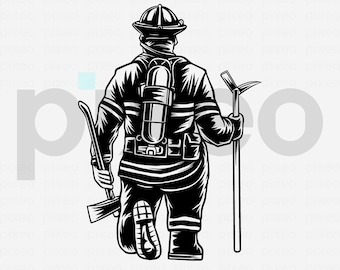 American Firefighter SVG: US Fireman Clipart, Firefighter Dad Design (Digital Download)