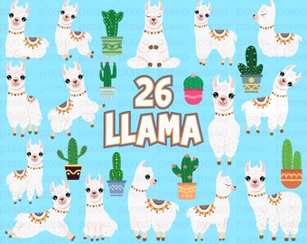 Llama SVG Bundle, Alpaca Cactus Clipart, Cut Files