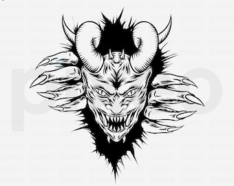 Scary Demon In The Wall SVG, Devil Clipart, Cricut Cut File