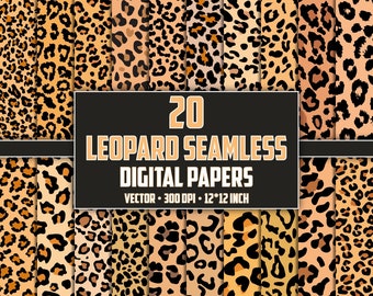 Leopard Seamless Pattern: 20 Digital Papers (SVG, PNG, PDF)