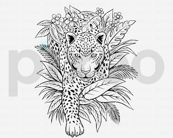 Floral Leopard SVG: Safari Animal Clipart (Digital Download)