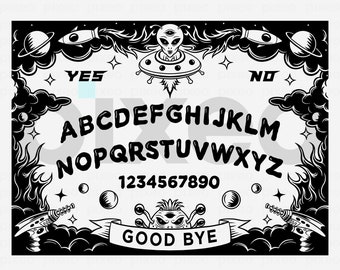 Ouija Board SVG: Alien Spirit Board Game Clipart (Digital Download)