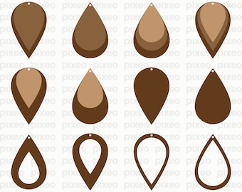Pacchetto SVG per orecchini a goccia: modelli di file di taglio per orecchini in pelle (download digitale)