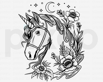 Unicorn with Flowers SVG: Cricut Cut File (Digital Download)
