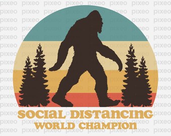 Bigfoot Social Distancing SVG: Sasquatch Vector Clipart (Digital Files)