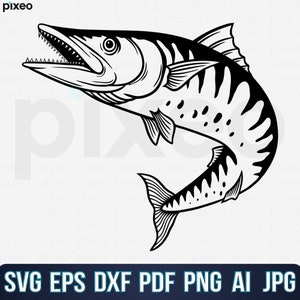 Barracuda Fishing Svg, Fishing Svg, Barracuda Fish Svg, Barracuda Clipart, Barracuda Vector, Barracuda Cricut, Barracuda Cut file Png Pdf