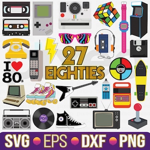 Retro 80s SVG Bundle: Neon Clipart, Vintage Vector Designs (Digital Download)