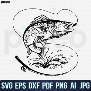 Walleye Fishing Svg, Fishing Svg, Walleye Fish Svg, Walleye Clipart, Walleye Vector, Walleye Cricut, Walleye Cut file, Walleye Shirt Svg Pdf