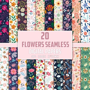 Flowers Digital Paper, Flowers Seamless Pattern, Floral Prints, Flowers Background, Spring Digital Paper, Floral Digital Paper, Scrapbook