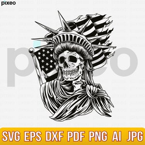 Estátua da Liberdade Svg, Liberty Skull Svg, Nova York Svg, Lady Liberty Svg, 4 de julho Svg, América Svg, Liberty Skull Clipart, Patriotic Svg