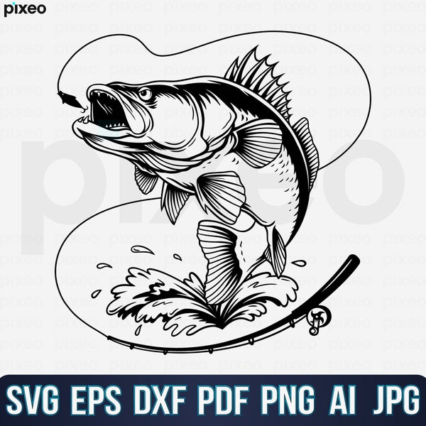 Walleye Fishing Svg, Fishing Svg, Walleye Fish Svg, Walleye Clipart, Walleye Vector, Walleye Cricut, Walleye Cut file, Walleye Shirt Svg Pdf