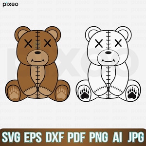 Teddy Bear Svg, Stitched Teddy Bear Svg, Baby Bear Svg, Teddy Bear Shirt. Teddy Bear Clipart, Cricut Cut files, Bear Svg, Bear Clipart Png