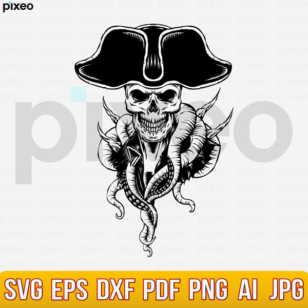 Pirate Skull Svg, Pirate Svg, Pirate Ship Svg, Skull Octopus Svg, Pirate Skull Clipart, Pirate Criuct, Pirate Shirt, Pirate Cutfile, Skull