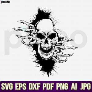 Scary Skull In The Wall SVG Clipart: Cricut Cut File