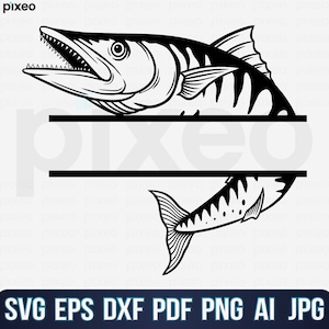 Barracuda Fishing Svg, Fishing Svg, Barracuda Fish Svg, Barracuda Clipart, Barracuda Vector, Barracuda Cricut, Barracuda Cut file Png Pdf
