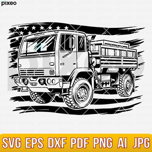 Military Truck with Flag SVG: Truck Driver Vector Cut File (Digital Download)