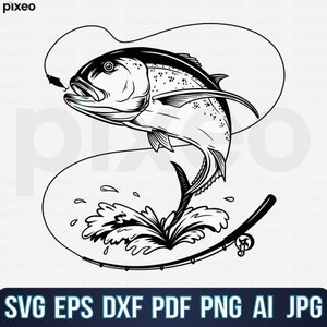 Giant Trevally Fishing Svg, Fishing Svg, Trevally Fish Svg, Trevally Clipart, Trevally Vector, Trevally Cricut, Trevally Cut file, Trevally