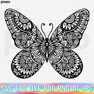 Butterfly Svg, Butterfly Mandala Svg, Butterfly Clipart, Mandala Svg, Butterfly Cricut, Butterfly Vector, Butterfly Cut file Png Pdf Eps Dxf